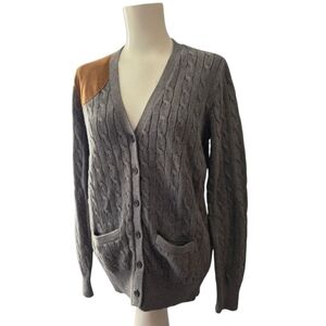 Ralph Lauren Vintage Women's Gray Cable Knit Cardigan Preppy Classic Size Large